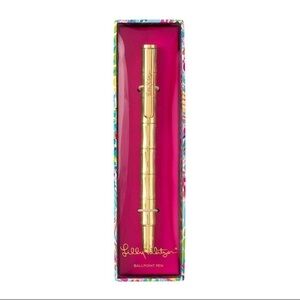 Lilly Pulitzer bamboo design gold ballpoint pen NWT IN BOX